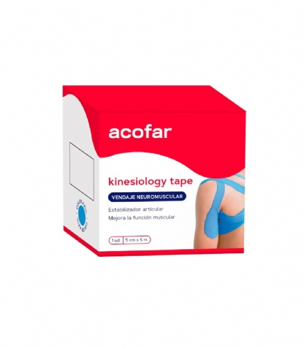 Acofar kinesiology tape vendaje (1 unidad 5 m x 5 cm color azul)