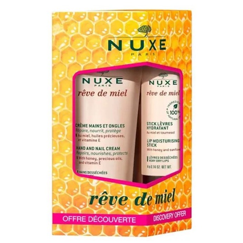 Nuxe reve de miel crema de manos + stick labios