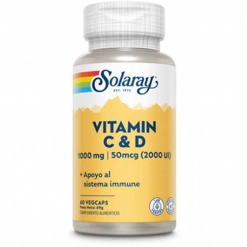 Solaray vit c 1000 mg + vit d 2000 ui 60 caps veg