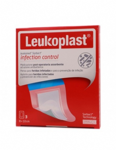 Leukomed sorbact - aposito esteril adhesivo (3 unidades 10 cm x 8 cm)