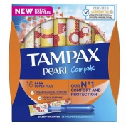 Tampax compak pearl tampon 100%algodon (16 unidades super plus)