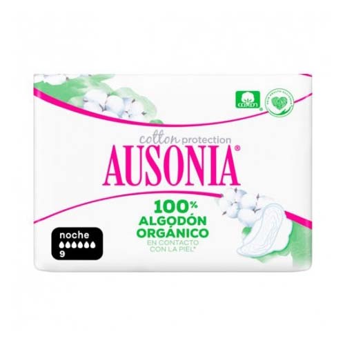 Compresas higienicas femeninas - ausonia cotton protection (noche alas 9 unidades)